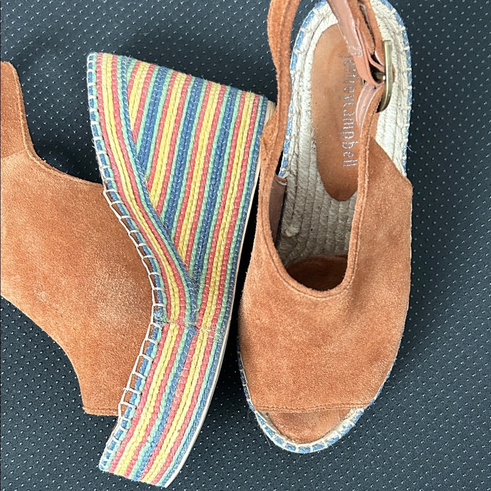 Jeffrey Campbell Brown Suede Sandals with Multicolor Wedge